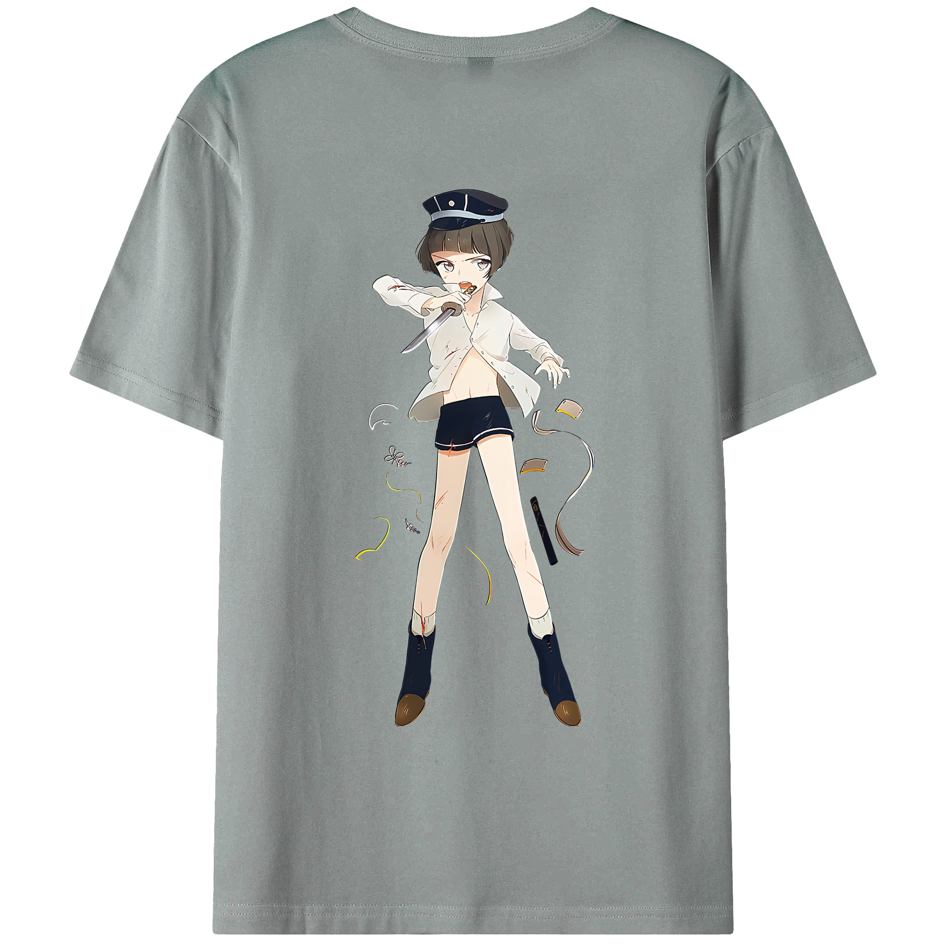 （画像用） 刀剣乱舞 Touken Ranbu 綿100％ メンズ半袖Tシャツ（バックプリント） 通気性